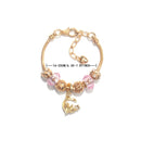 Sweet Style Crystal Rhinestone Gold Star Moon Pendant Cute Pink Bead Bracelet(18cm) - RnR Galore