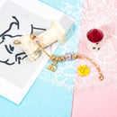Sweet Style Crystal Rhinestone Gold Star Moon Pendant Cute Pink Bead Bracelet(19cm) - RnR Galore