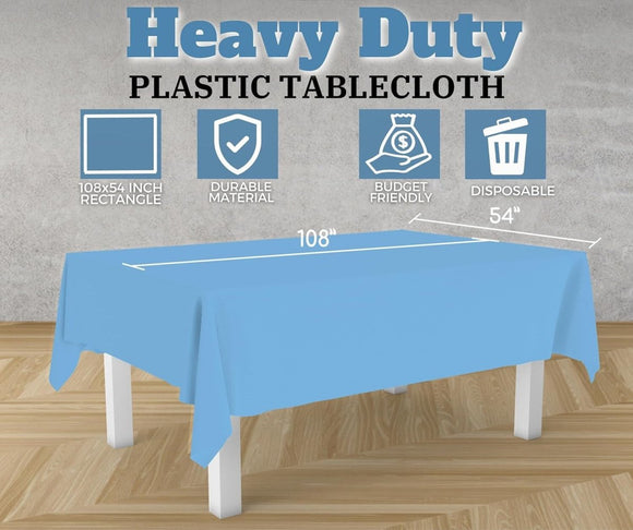 Table Cloth Cover Reusable & Washable Xmas Party 137cm x 274cm (54"x108") in Sky Blue - RnR Galore