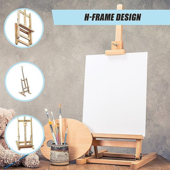 Tabletop Easel Wood Studio H - Frame Artist Art Display Painting Shop Tripod Stand Wedding - RnR Galore