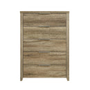 Tallboy with 5 Storage Drawers Natural Wood like MDF in Oak Colour - RnR Galore