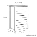 Tallboy with 5 Storage Drawers Natural Wood like MDF in Oak Colour - RnR Galore