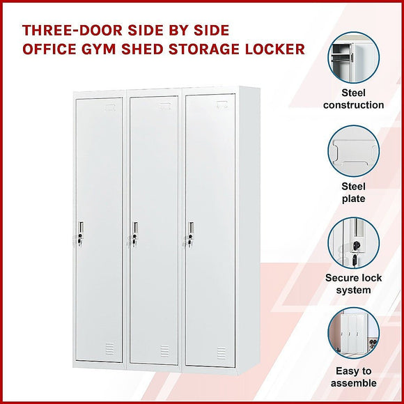 Three - Door Side by Side Office Gym Shed Storage Locker - RnR Galore