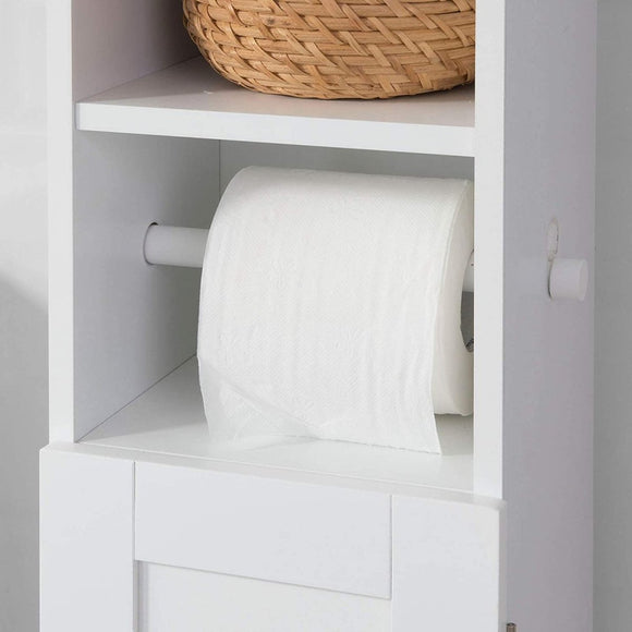 Toilet Paper Holder with Storage, Freestanding Cabinet, Toilet Brush Holder and Toilet Paper Dispenser 20x100x18 cm - RnR Galore