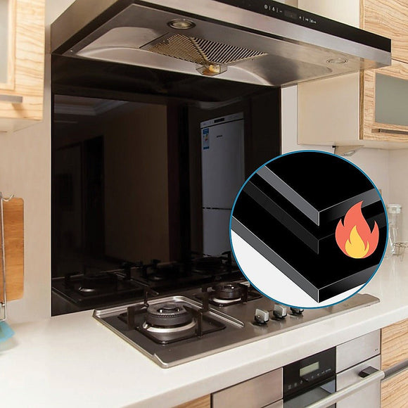 Toughened 60cm x 70cm Black Glass Kitchen Splashback - RnR Galore
