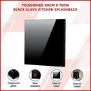 Toughened 60cm x 75cm Black Glass Kitchen Splashback - RnR Galore