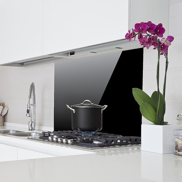 Toughened 60cm x 75cm Black Glass Kitchen Splashback - RnR Galore