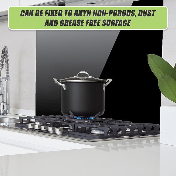 Toughened 60cm x 75cm Black Glass Kitchen Splashback - RnR Galore