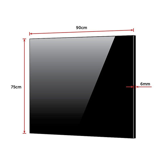 Toughened 90cm x 75cm Black Glass Kitchen Splashback - RnR Galore