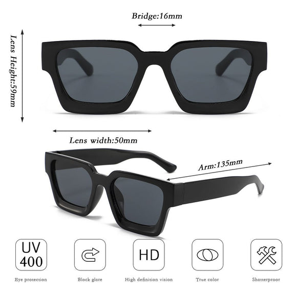 Transparent frame with grayish blue patches Classic Square Frame Sunglasses - Unisex UV400 Protection, Lightweight & Face - Slimming Design - High Definition Vision Eyewear - RnR Galore