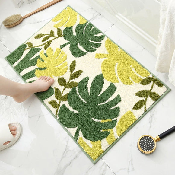 Tropical Rain Forest Jacquard Bathroom Mat - Super Absorbent Non - Slip Rug (40x60cm), Toilet Floor Mat for Bathroom/Bedroom/Entryway - RnR Galore