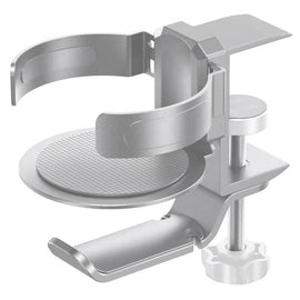 Two desktop clip - on cup holders and headphone hanger - adjustable, non - slip silicone, maximum load 15KG(silver) - RnR Galore