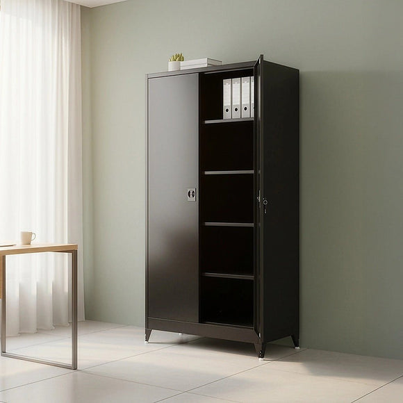 Two - Door Metal Cabinet Shelf Storage for Home Office Gym - RnR Galore