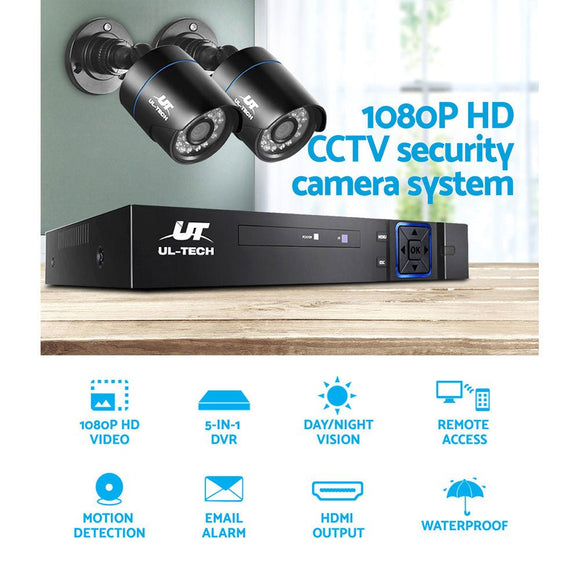 UL - tech CCTV Security System 4CH DVR 2 Cameras 1TB Hard Drive - RnR Galore