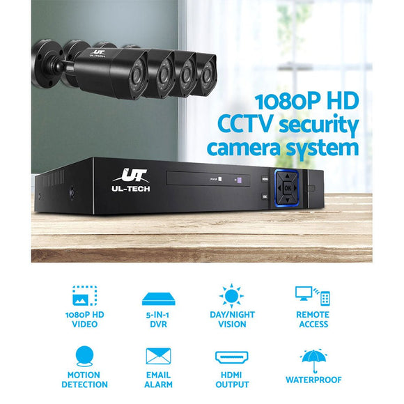 UL - tech CCTV Security System 4CH DVR 4 Cameras 1TB Hard Drive - RnR Galore