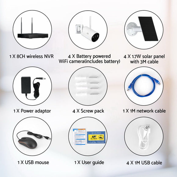 UL - tech Wireless Solar CCTV Security Cameras 4MP 8CH NVR - RnR Galore