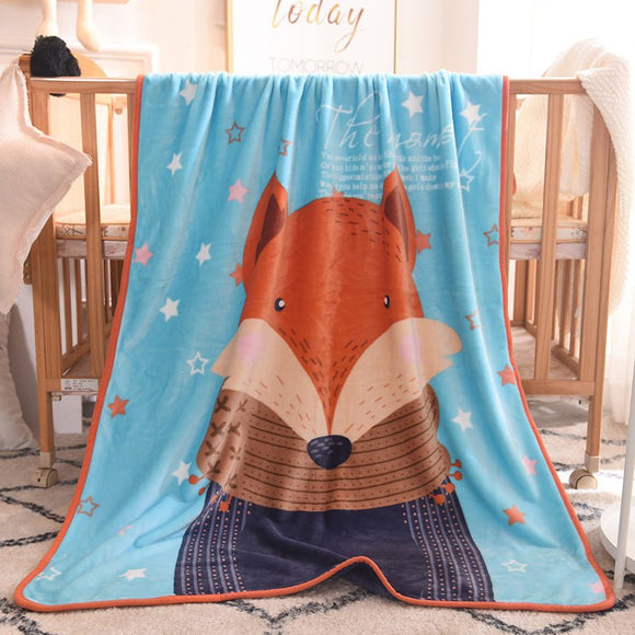 Ultra - Soft Kids Plush Fleece Blanket - Cozy Cartoon Animal Throw for All Seasons (Fox) - RnR Galore