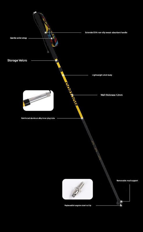 Ultralight Carbon Fiber Foldable Trail Running & Hiking Pole(blue Recommended height range 175 - 185cm) - RnR Galore
