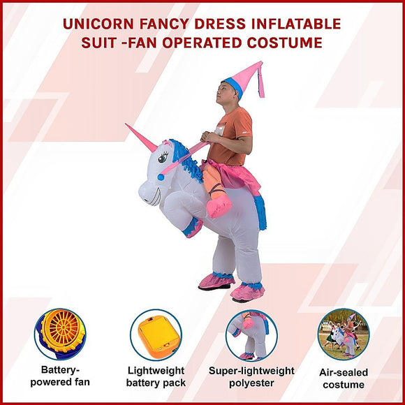 UNICORN Fancy Dress Inflatable Suit - Fan Operated Costume - RnR Galore