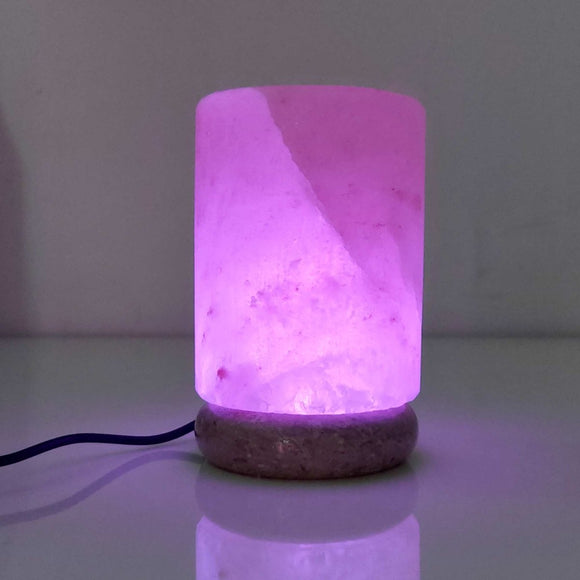 USB Colour Changing Salt Himalayan Lamp - Cylinder Shape Pink Rock LED Light - RnR Galore