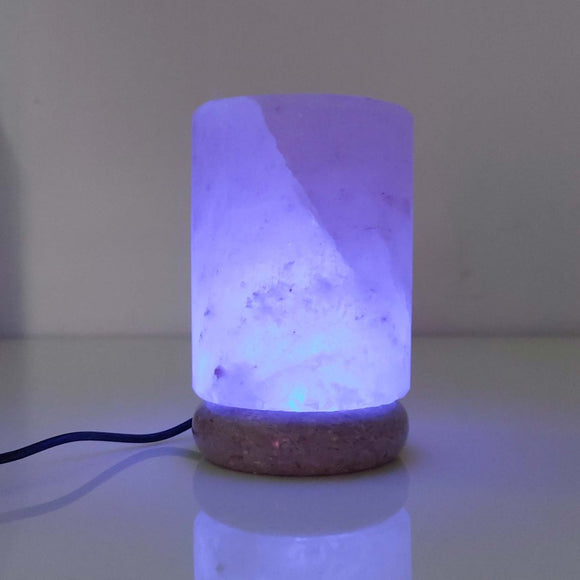 USB Colour Changing Salt Himalayan Lamp - Cylinder Shape Pink Rock LED Light - RnR Galore