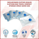 Vacuum Bags Clothes Sealed Clothing Bag Travel Compact Storage Space Saver x20 - RnR Galore