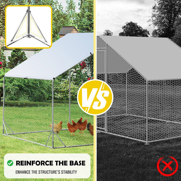 VaKa 3x2x1.95m Metal Walk - in Chicken Coop Rabbit Hutch Cage Hen House Chook Au - RnR Galore