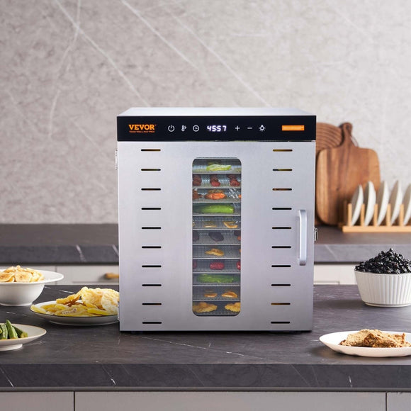 VEVOR 10 Trays Food Dehydrator Machine Stainless Steel 1000W Jerky Fruit Drying - RnR Galore