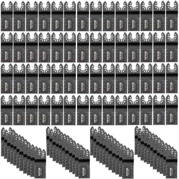 VEVOR 100PCS Oscillating Saw Blades, Quick Release Multitool Blades Kit, HCS Tool Blades for Wood Plastic, Compatible with Dewalt Dremel Fein Worx Bosch Makita Milwaukee - RnR Galore