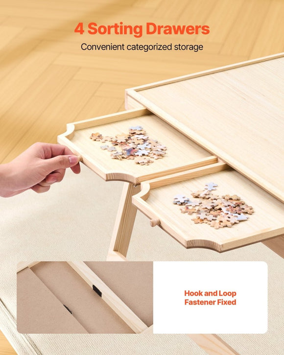 VEVOR 1500 Piece Puzzle Board with Folding Leg Portable Wooden Jigsaw 86x63cm - RnR Galore