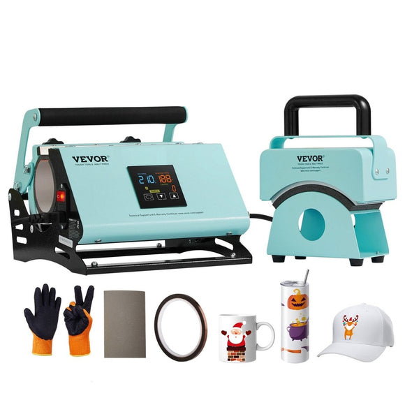 VEVOR 2 in 1 Tumbler and Hat Heat Press Machine Heat Machine for Caps Hats Mugs - RnR Galore