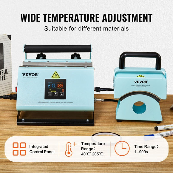 VEVOR 2 in 1 Tumbler and Hat Heat Press Machine Heat Machine for Caps Hats Mugs - RnR Galore