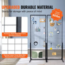 VEVOR 2' x 5.6' Grid Wall Panels Tower, 2 Packs Wire Gridwall Display Racks with T - Base Floorstanding, Double Side Gridwall Panels for Art Craft Shows, Retail Display with Extra Clips and Hooks - RnR Galore