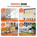 VEVOR 2' x 5.6' Grid Wall Panels Tower, 2 Packs Wire Gridwall Display Racks with T - Base Floorstanding, Double Side Gridwall Panels for Art Craft Shows, Retail Display with Extra Clips and Hooks - RnR Galore