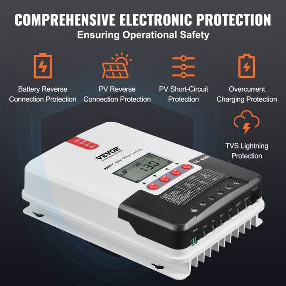 VEVOR 20A MPPT Solar Charge Controller with LCD Display - for Sealed, Gel, Flooded, Lithium Battery - RnR Galore