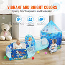 VEVOR 3 in 1 Kids Play Tent with Tunnel, Basketball Hoop for Boys, Girls, Babies and Toddlers, Indoor/Outdoor Pop Up Playhouse with Carrying Bag & Banding Straps Birthday Gifts, Blue Ocean - RnR Galore