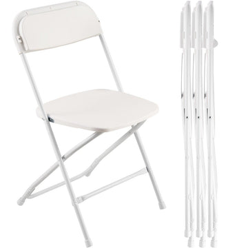 VEVOR 4 Pack Folding Chairs, Foldable Plastic Chairs with Heavy Duty Metal Frame, Portable Folding Card Table Chairs, Stackable Indoor Outdoor Seats for Home, Yard, Garden, Parties, Events, White - RnR Galore