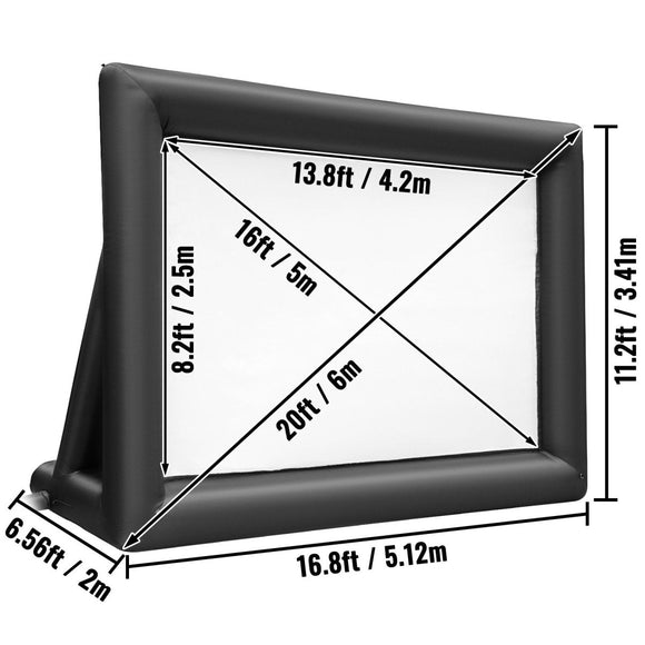 VEVOR 6x4m Inflatable Projector Screen Movie Screen Outdoor Theater w/Blower - RnR Galore