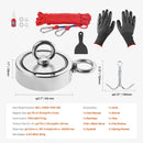 VEVOR 771 Kg Strong Fishing Magnet Kit Double Sided Pull Force Rope Carabiner - RnR Galore