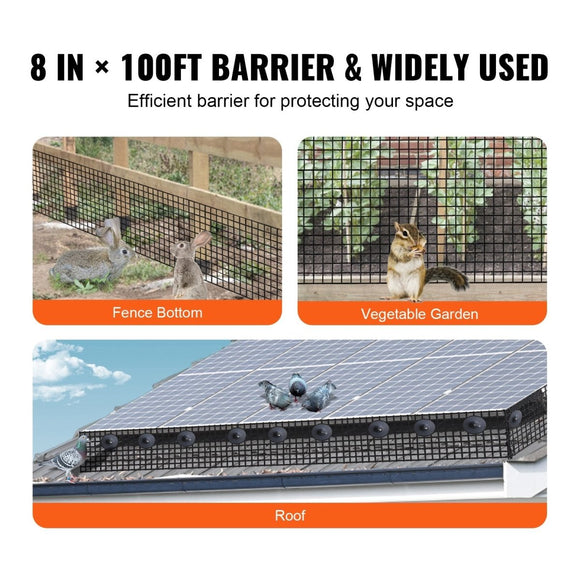 VEVOR 8in x 100ft Solar Panel Bird Guard Critter Guard Roll Kit 70pcs Fasteners - RnR Galore