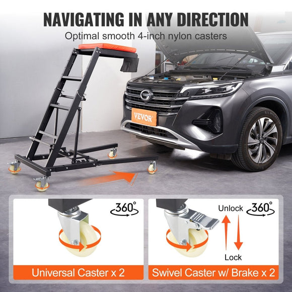 VEVOR Automotive Topside Creeper, with Adjustable Height 48" to 76", 181.44KGS Capacity High Creeper, 4 Swivel Caster Wheels, Heavy Duty Foldable Creeper for Auto Repair and Maintenance - RnR Galore