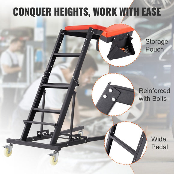 VEVOR Automotive Topside Creeper, with Adjustable Height 48" to 76", 181.44KGS Capacity High Creeper, 4 Swivel Caster Wheels, Heavy Duty Foldable Creeper for Auto Repair and Maintenance - RnR Galore