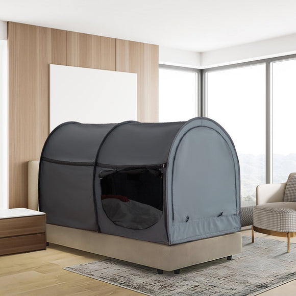 VEVOR Bed Tent, Pongee Fabric, 4 Doors Breathable Dream Tent with 7 mm Fiber Poles on Bed Privacy, Full Size Block out Light Sleeping Bed Canopy, Fit for Kids Playhouse and Adults Sleeping Tent - RnR Galore