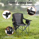 Portable Folding Chair with Cooler Bag for Camping, Beach, Lawn - Black - RnR Galore