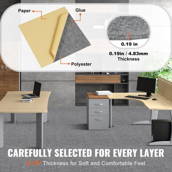 VEVOR Carpet Tiles Peel and Stick, Squares Self Adhesive Carpet Floor Tile, Soft Padded Carpet Tiles, Easy Install DIY for Bedroom Living Room Indoor Outdoor (12 Tiles, Light Gray) - RnR Galore