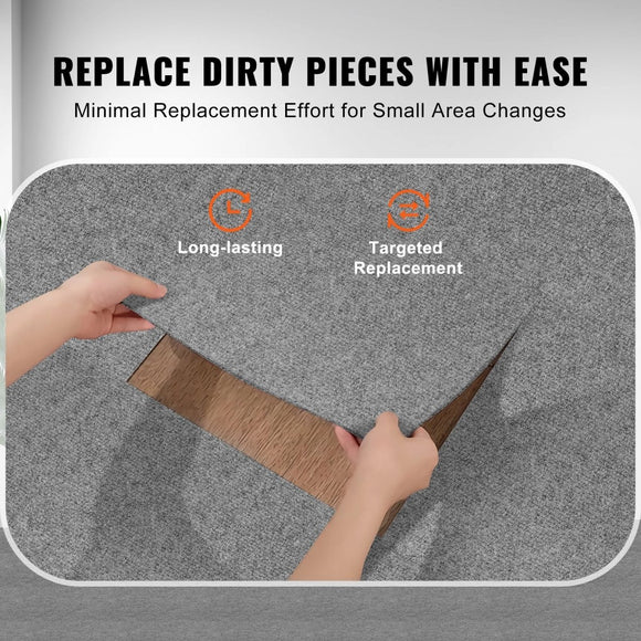 VEVOR Carpet Tiles Peel and Stick, Squares Self Adhesive Carpet Floor Tile, Soft Padded Carpet Tiles, Easy Install DIY for Bedroom Living Room Indoor Outdoor (12 Tiles, Light Gray) - RnR Galore