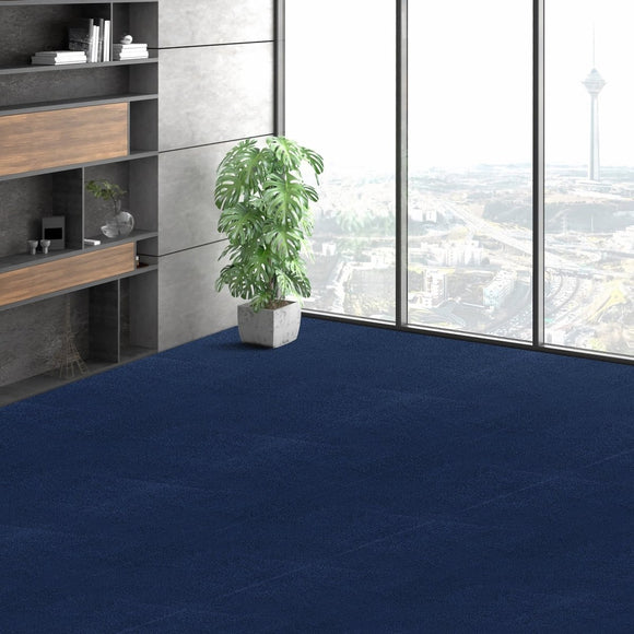 VEVOR Carpet Tiles Peel and Stick, Squares Self Adhesive Carpet Floor Tile, Soft Padded Carpet Tiles, Easy Install DIY for Bedroom Living Room Indoor Outdoor (15Tiles, Dark Blue) - RnR Galore