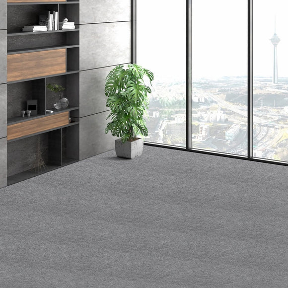 VEVOR Carpet Tiles Peel and Stick, Squares Self Adhesive Carpet Floor Tile, Soft Padded Carpet Tiles, Easy Install DIY for Bedroom Living Room Indoor Outdoor (9Tiles, Light Gray) - RnR Galore