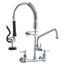 VEVOR Commercial Faucet with Pre - Rinse Sprayer, 21" Height, 8" Center, 12" Swing Spout, Wall Mount Kitchen Sink Faucet, Brass Constructed Device with Pull Down Spray, for 1/2/3 Compartment Sink - RnR Galore