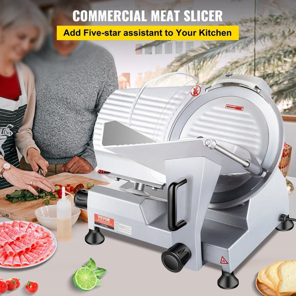 VEVOR 10 inch Electric Meat Slicer with Adjustable Thickness for Commercial and Home Use - RnR Galore